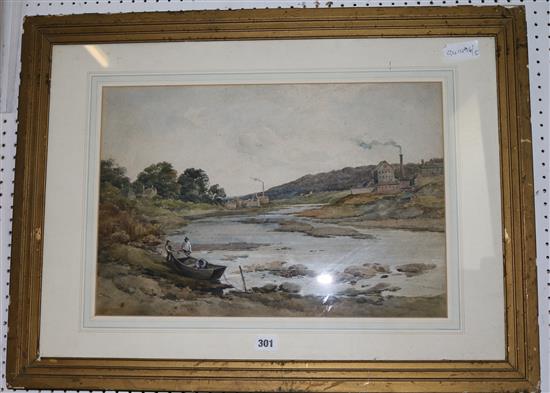 Monogrammed Cornish view watercolour(-)